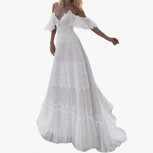 Elegant Off-Shoulder Lace Wedding Dress